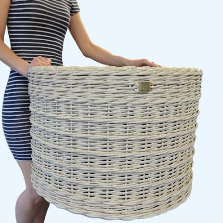 Кашпо из искусственного ротанга цилиндр белый-бри 45 л